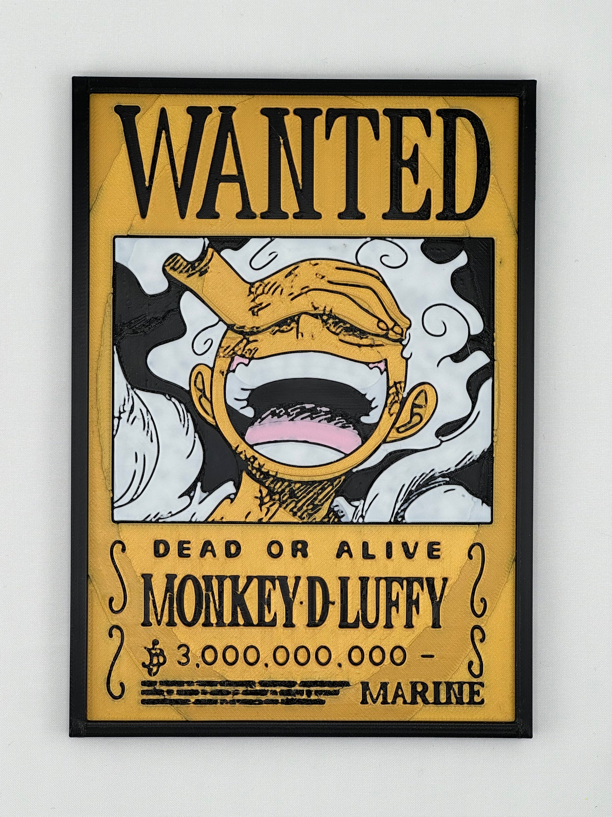 displate luffy gear 5 One Piece Wanted Frame Plaque – OneMinuteWorld